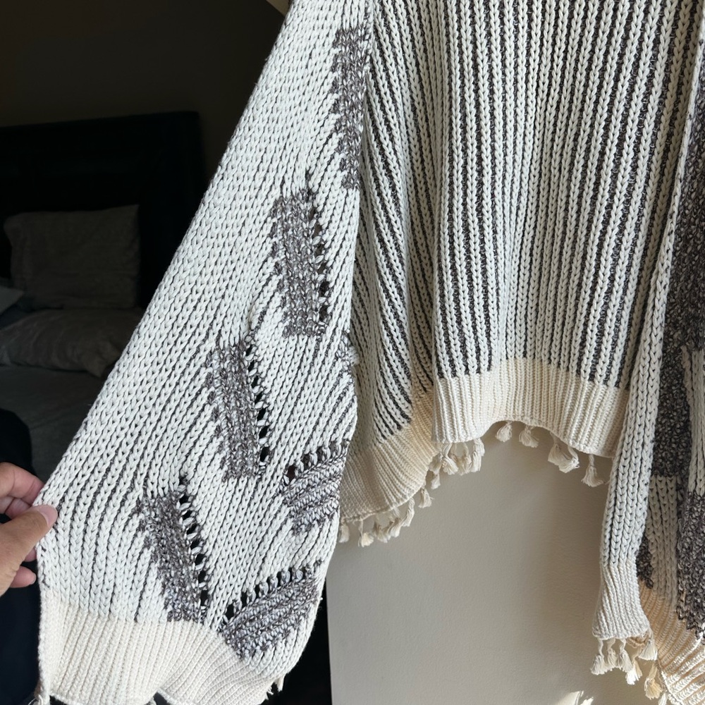 Anthropologie Black and Cream Knit Poncho - Picture 3 of 13